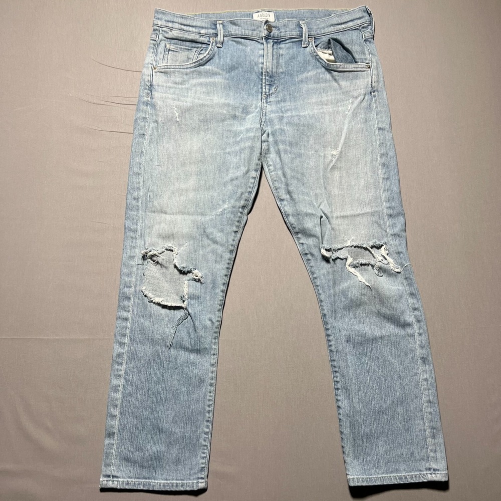 Agolde Isabel Women's Light Wash‎ Blue Distressed Denim Ankle Jeans Size 30